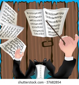 Music theme and conductor hands