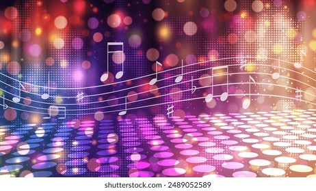 Music theme, dance club, night party colorful vector background