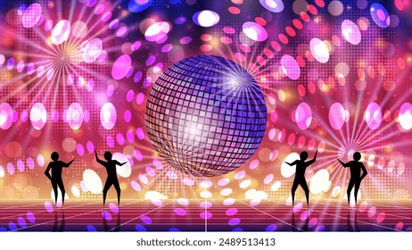 Music theme, dance club, night party colorful vector background