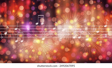 Music theme, dance club, night party colorful vector background