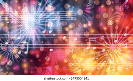 Music theme, dance club, night party colorful vector background