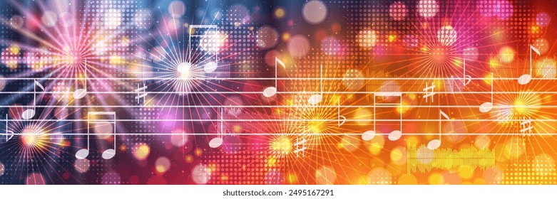 Music theme, dance club, night party colorful vector banner design template