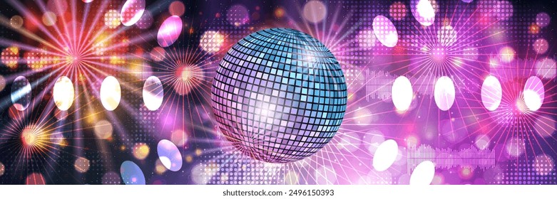 Music theme, dance club, night party colorful vector banner design template