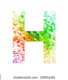 Music theme grungy font. Letter H