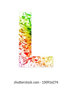 Music theme grungy font. Letter L