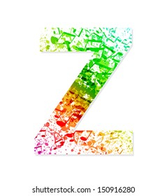 Music theme grungy font. Letter Z