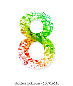 Music theme grungy font. Number 8