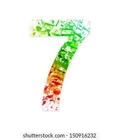 Music theme grungy font. Number 7