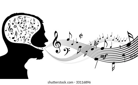 Music theme - head of the singer
