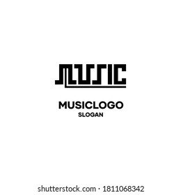 A music theme logo, a music logo with abstract text that says Music. logo vector illustration