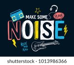 Music theme slogan graphic with patches for t-shirt and other uses.