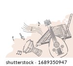 Music themed background with Arabic instruments. Vector illustration.