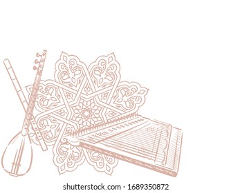 Music themed background with Arabic instruments. Vector illustration.