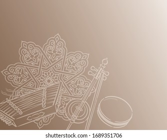 Music themed background with Arabic instruments. Vector illustration.