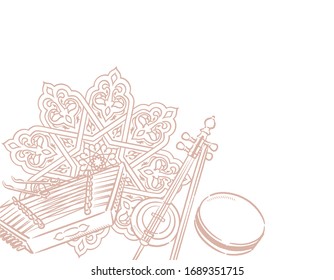 Music themed background with Arabic instruments. Vector illustration.