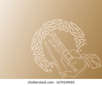 Fondo musical con instrumentos celtas. Ilustración vectorial.