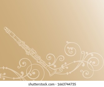 Music themed background with clarinet. Vector illustration.