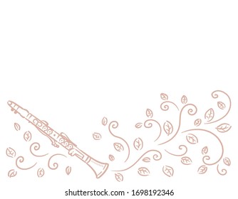 Music themed background with clarinet. Vector illustration.
