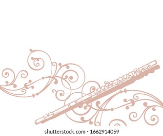 Music themed background with flute. Vector illustration.
