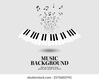 Music themed background illustration with floating piano keys
