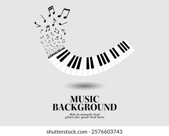 Music themed background illustration with floating piano keys