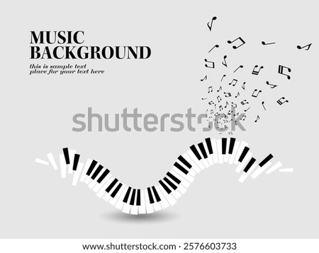 Music themed background illustration with floating piano keys
