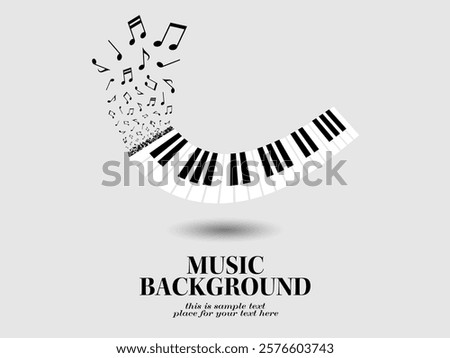 Music themed background illustration with floating piano keys