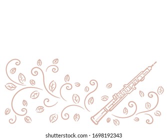 Music themed background with oboe. Vector illustration.