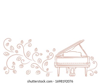Music themed background with piano. Vector illustration.