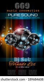 Music Themed background to use for Disco Club Flyers with a lot of abstract design elements, high contrast colors and space for text