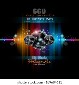 Music Themed background to use for Disco Club Flyers with a lot of abstract design elements, high contrast colors and space for text