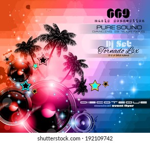 Music Themed background to use for Disco Club Flyers with a lot of abstract design elements, high contrast colors and space for text