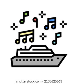 music themed cruise color icon vector. music themed cruise sign. isolated symbol illustration