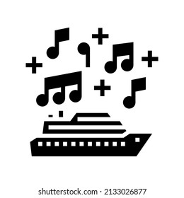 music themed cruise glyph icon vector. music themed cruise sign. isolated contour symbol black illustration