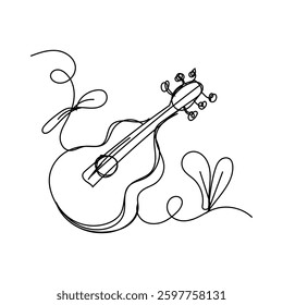 Music themed doodle illustration. for wall decoration or as background. Doodle drawing style. Hand drawn trendy Vector Illustration
