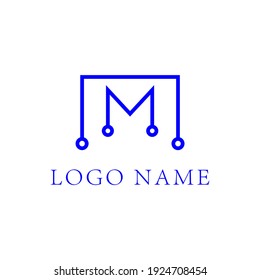 a music themed logo with a murmur M shape. The blue color composition is suitable for company logos, community logos, band communities.