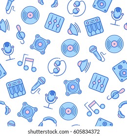 Music themed seamless pattern background
