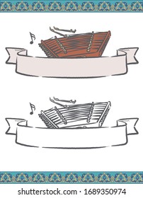 Music themed vector labels with Arabic instruments.