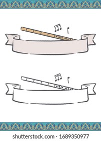 Music themed vector labels with Arabic instruments.
