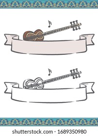 Music themed vector labels with Arabic instruments.