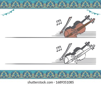 Music themed vector labels with Arabic instruments.