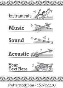 Music themed vector labels with Arabic instruments.