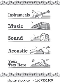 Music themed vector labels with Arabic instruments.