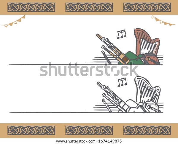 Music
themed vector labels with Celtic
instruments.