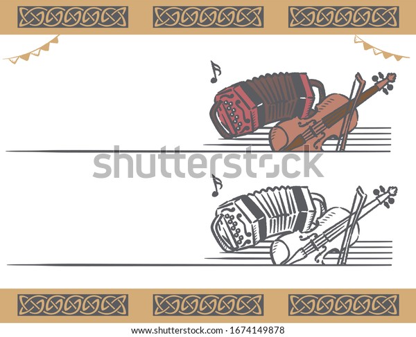 Music
themed vector labels with Celtic
instruments.