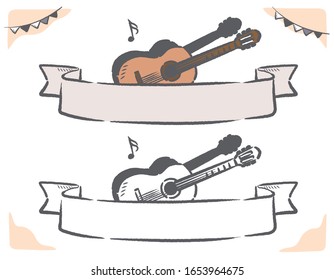 Music themed vector labels with guitar.