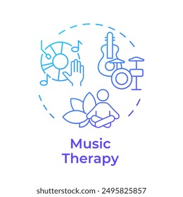 Music therapy blue gradient concept icon. Self creative expression. Record player. Round shape line illustration. Abstract idea. Graphic design. Easy to use in infographic, presentation