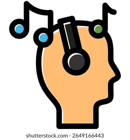 music therapy icon in flat outline offset style