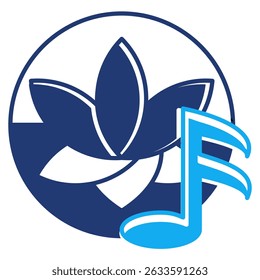 Music Therapy icon represented by music symbol, lotus Dualtone style.