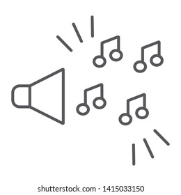 Music thin line icon, note and melody, sound sign, vector graphics, a linear pattern on a white background, eps 10.